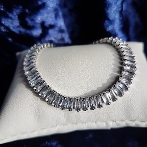 Swarovski Elements 925 Sterling Silver Baguette Tennis Bracelet NEW